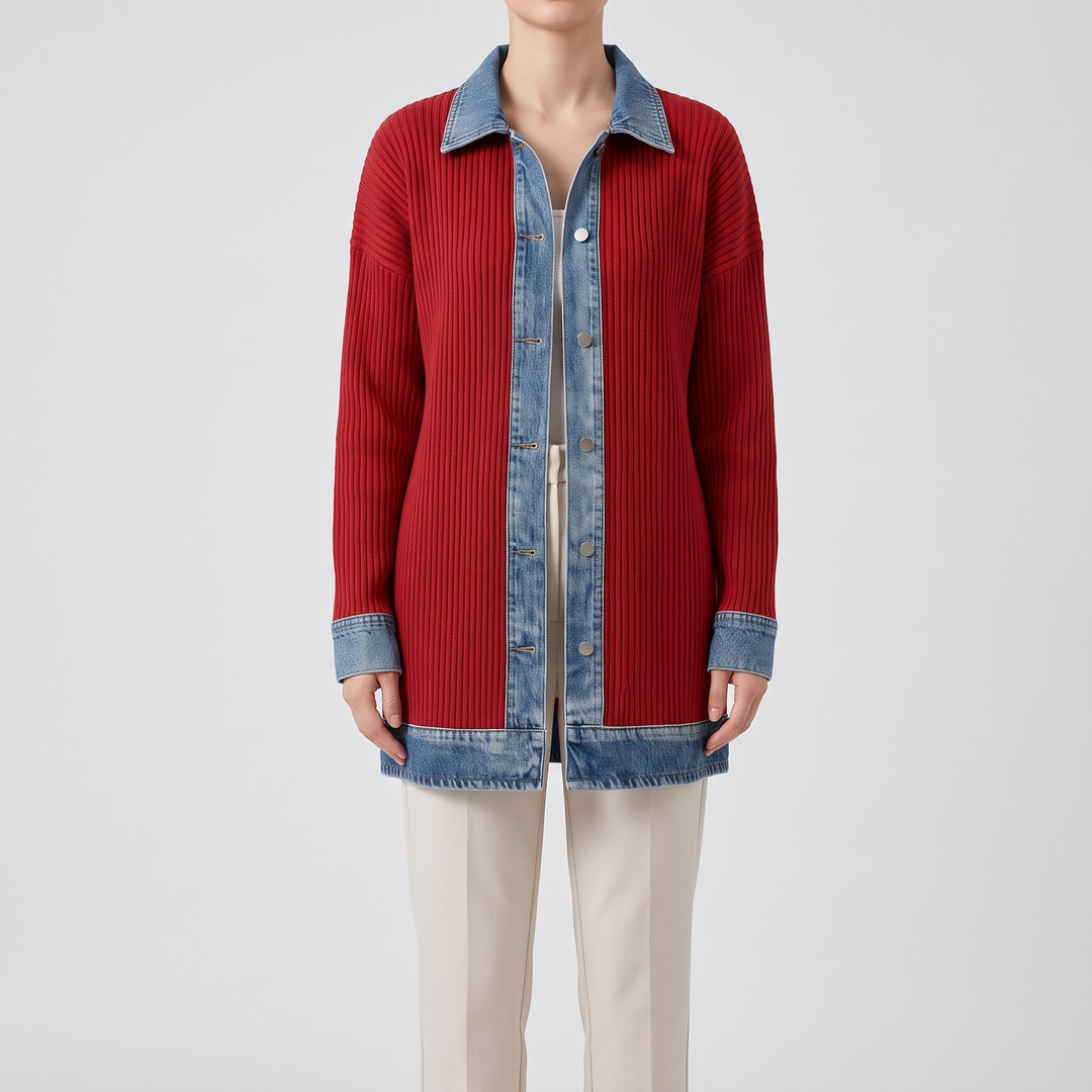 Women's Knit Button Jacket for Layering with Layered Collar 5