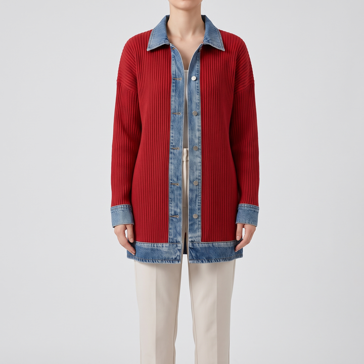 Women's Knit Button Jacket for Layering with Layered Collar 5