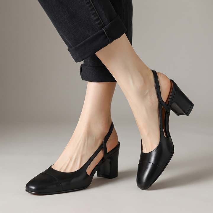 Women's Leather Slingback Heels for Work with Soft Insole 11