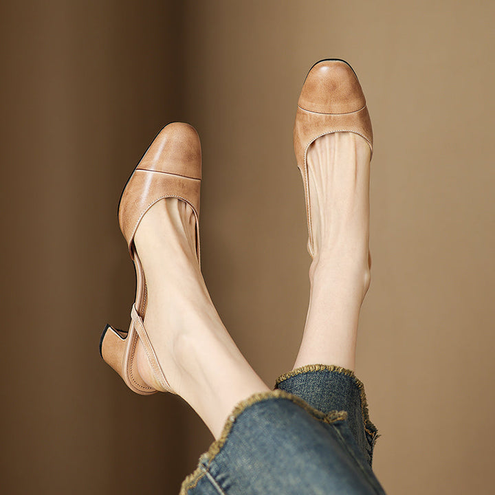 Women's Leather Slingback Heels for Work with Soft Insole 3