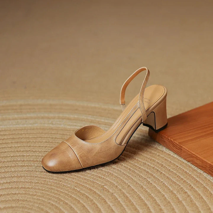 Women's Leather Slingback Heels for Work with Soft Insole 4