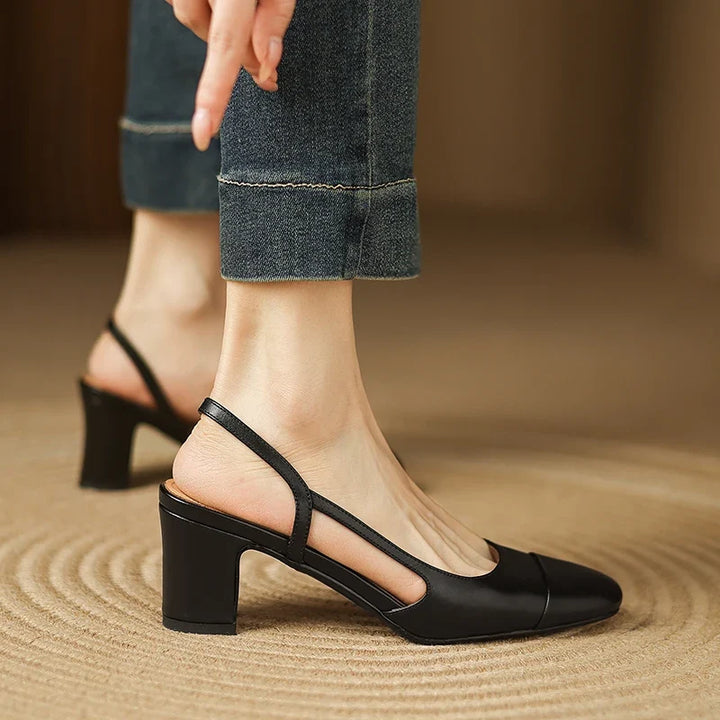 Women's Leather Slingback Heels for Work with Soft Insole 5
