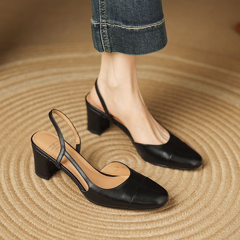 Women's Leather Slingback Heels for Work with Soft Insole 7
