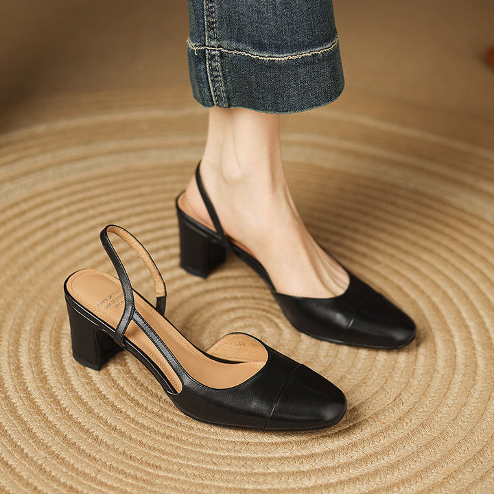 Women's Leather Slingback Heels for Work with Soft Insole 7