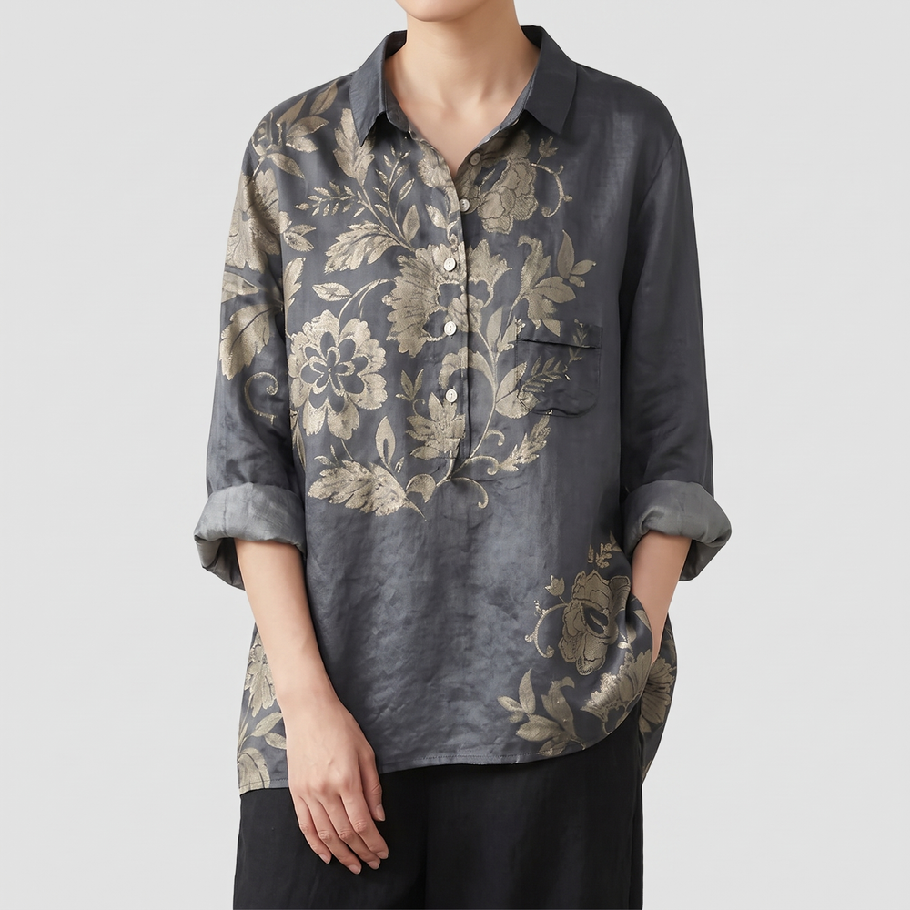 Women's Luxe Satin Blouse with Asymmetrical Hem 1