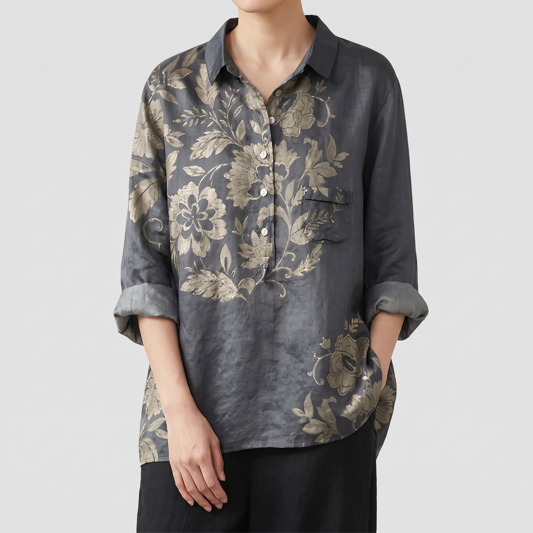 Women's Luxe Satin Blouse with Asymmetrical Hem 1