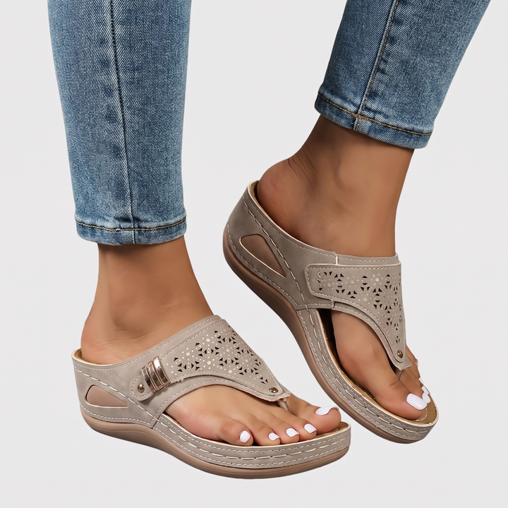 Women's Orthopaedic Wedge Sandals with Toe Post 4