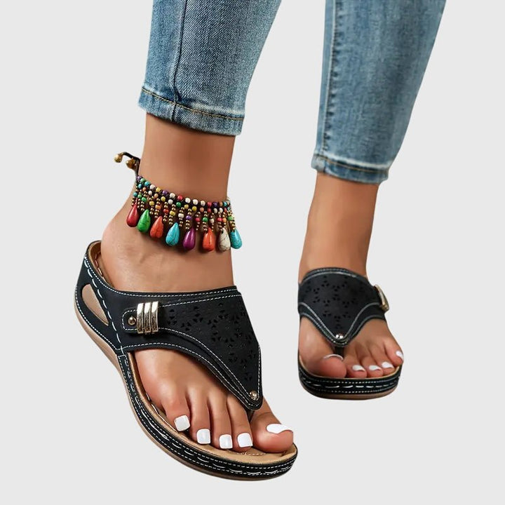 Women's Orthopaedic Wedge Sandals with Toe Post 5