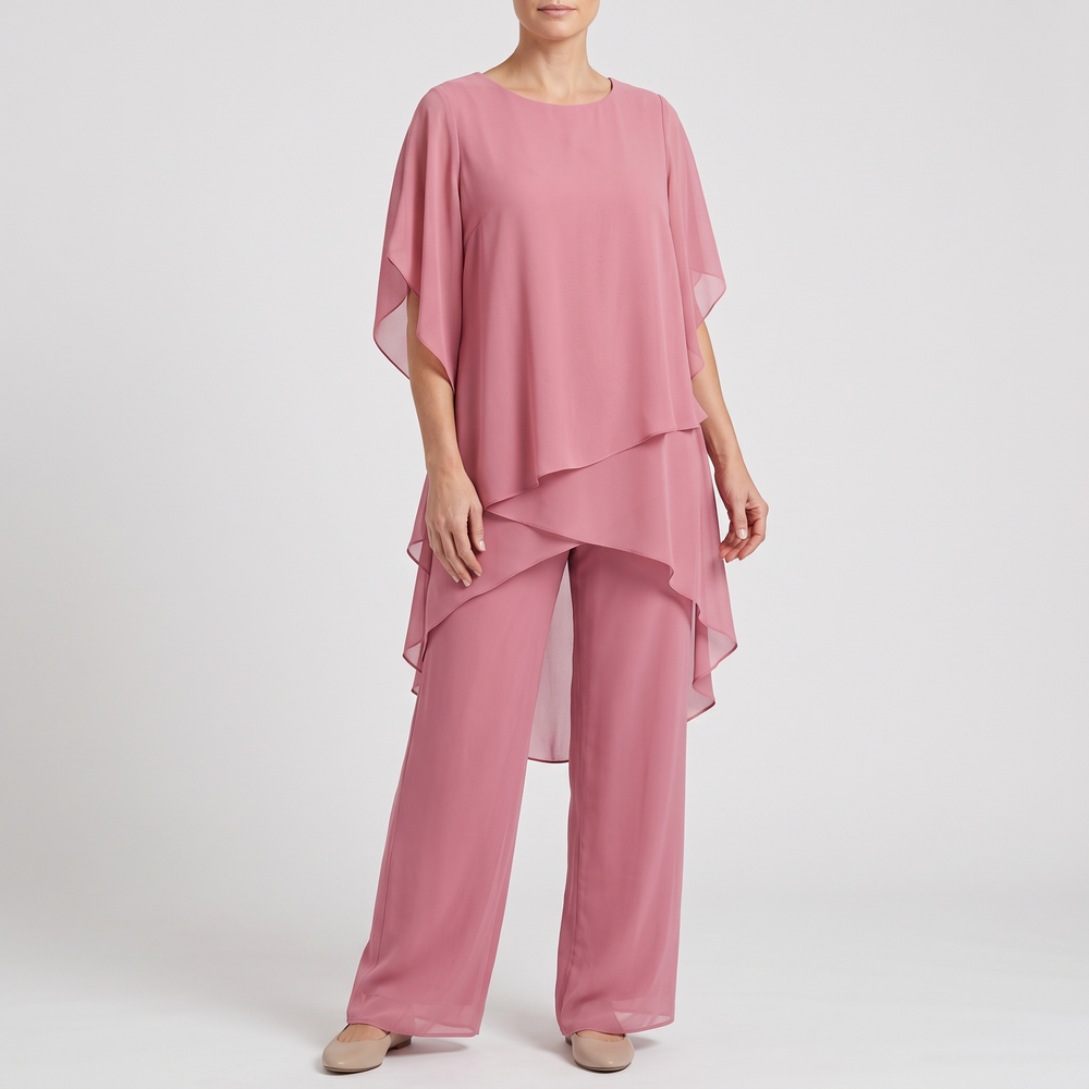 Women's Palazzo Pants Set for Brunch with Draped Top 2