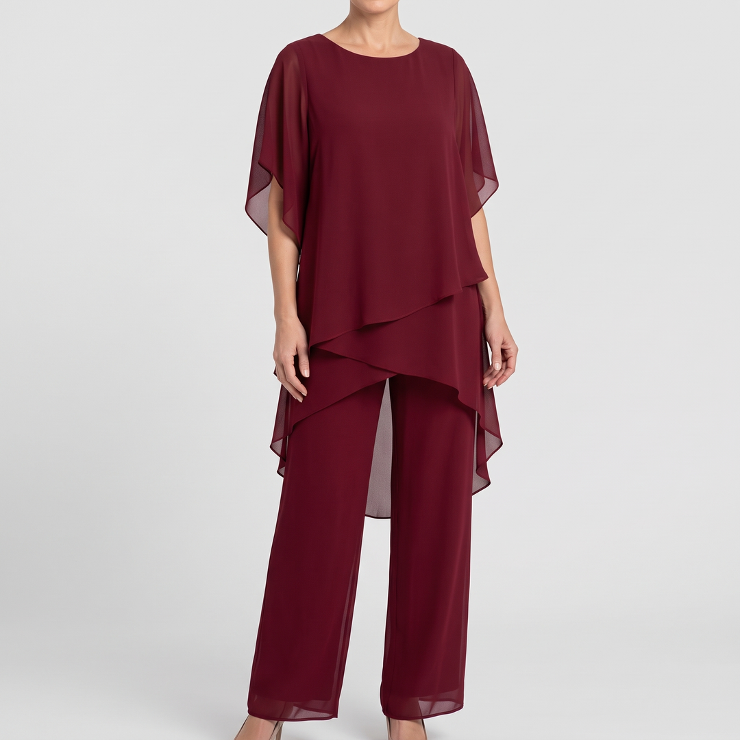 Women's Palazzo Pants Set for Brunch with Draped Top 4