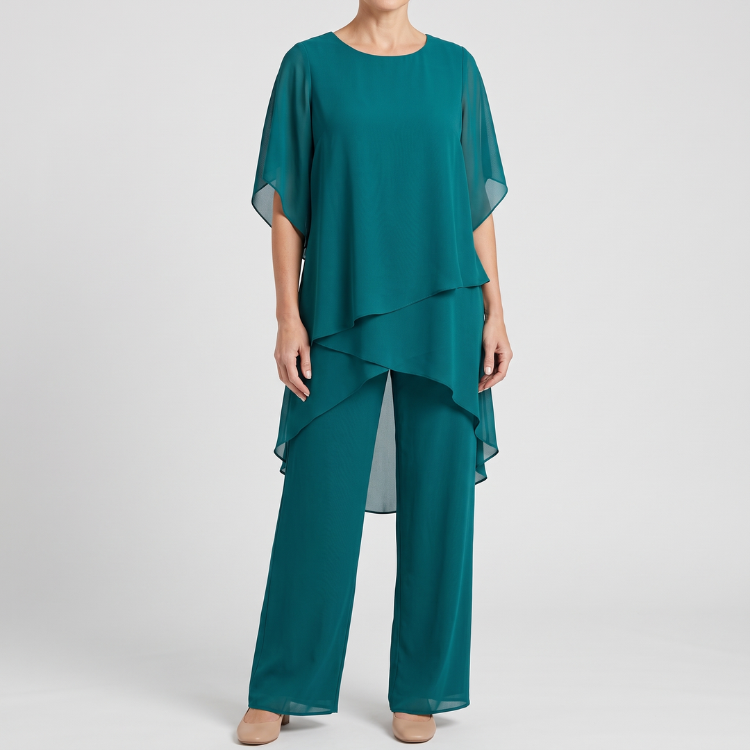 Women's Palazzo Pants Set for Brunch with Draped Top 5