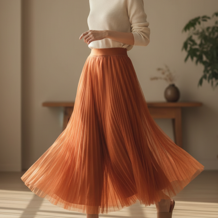 Women's Pleated Mesh Skirt for Parties with High Waist 1