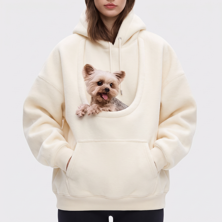 Women's Plush Fleece Hoodie with Pet Pocket 1