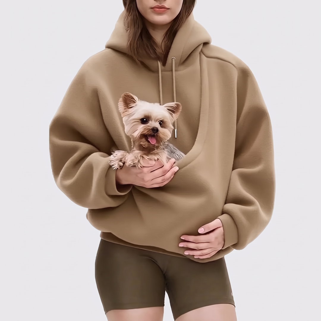Women's Plush Fleece Hoodie with Pet Pocket 3