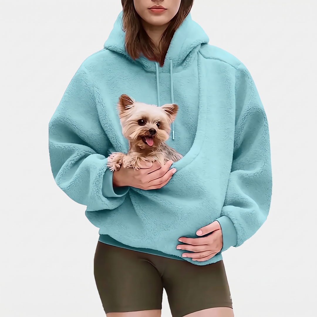Women's Plush Fleece Hoodie with Pet Pocket 4