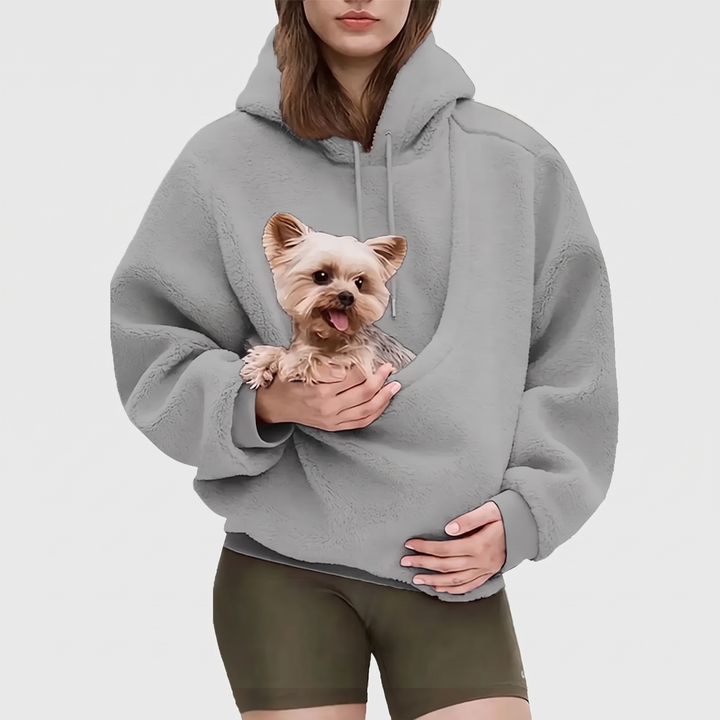Women's Plush Fleece Hoodie with Pet Pocket 7