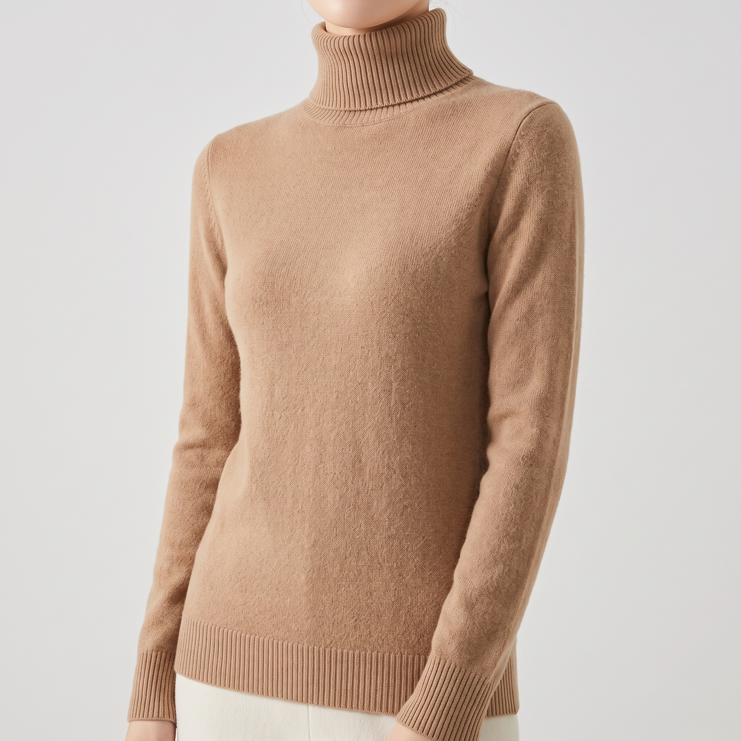 Women's Pure Cashmere Turtleneck with Fitted Silhouette 1