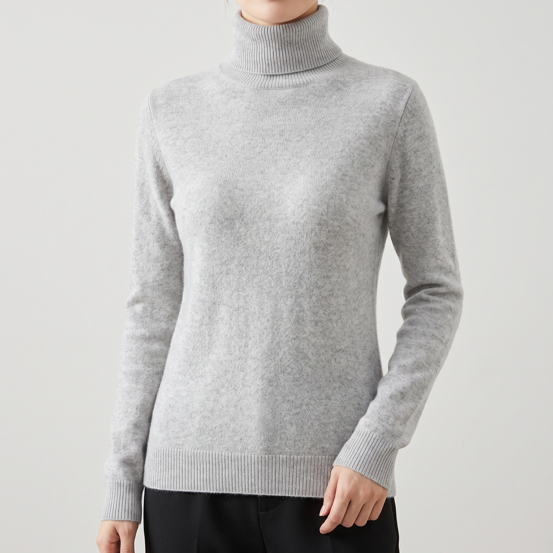 Women's Pure Cashmere Turtleneck with Fitted Silhouette 12