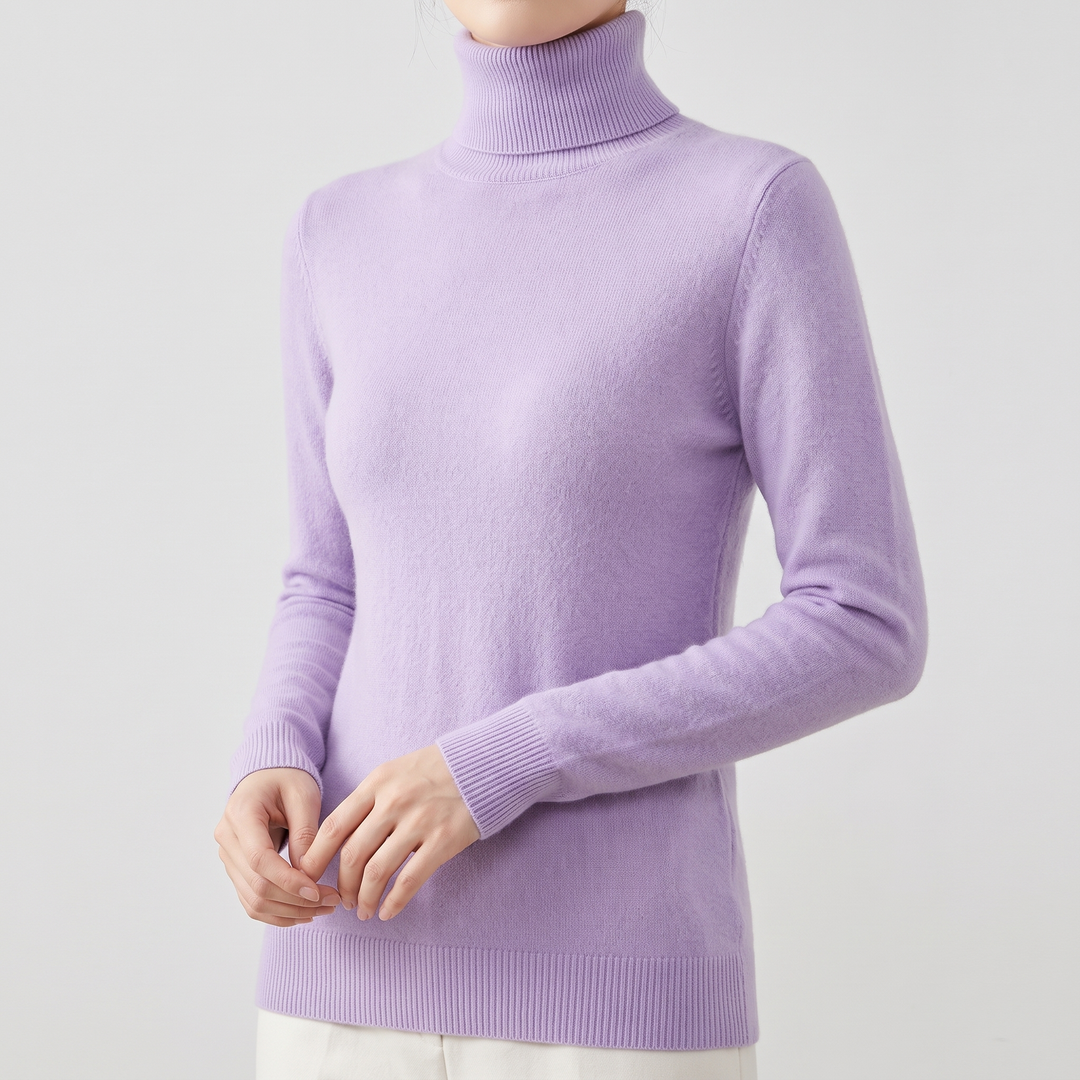 Women's Pure Cashmere Turtleneck with Fitted Silhouette 13