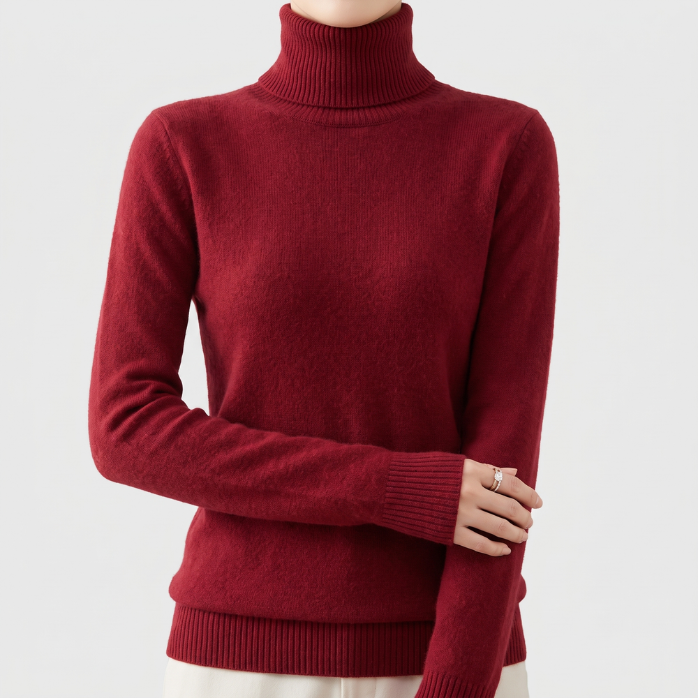 Women's Pure Cashmere Turtleneck with Fitted Silhouette 2