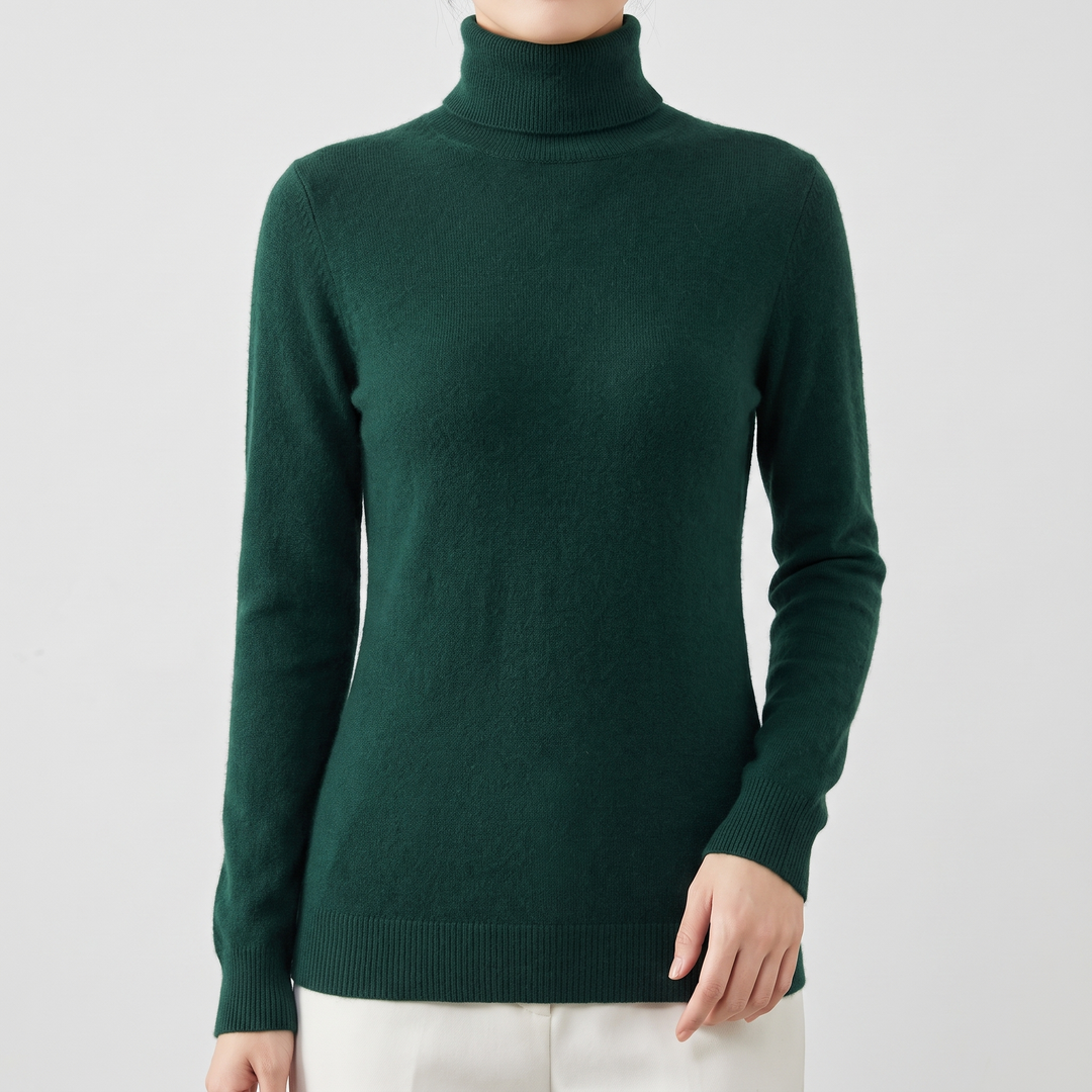Women's Pure Cashmere Turtleneck with Fitted Silhouette 9