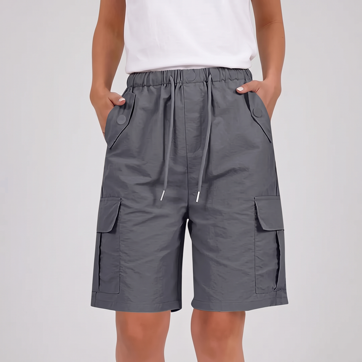 Women's Relaxed Cargo Shorts for Summer with Elastic Waist 14