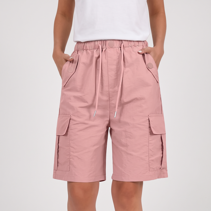 Women's Relaxed Cargo Shorts for Summer with Elastic Waist 16