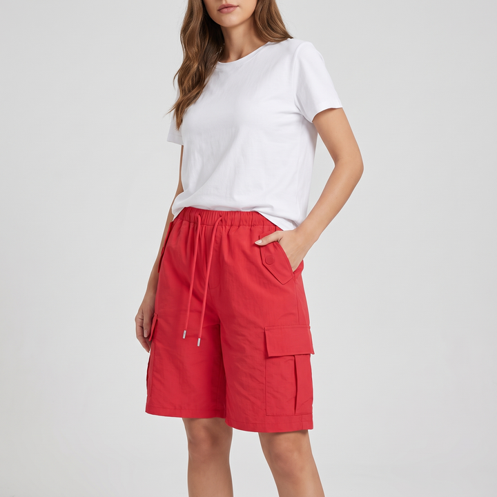 Women's Relaxed Cargo Shorts for Summer with Elastic Waist 24