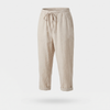 Women's Relaxed Cropped Linen Pants with Drawstring Waist