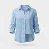 Women's Relaxed Linen Blend Shirt with Button-Down Front