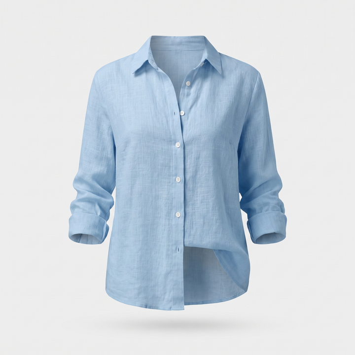 Women's Relaxed Linen Blend Shirt with Button-Down Front 0