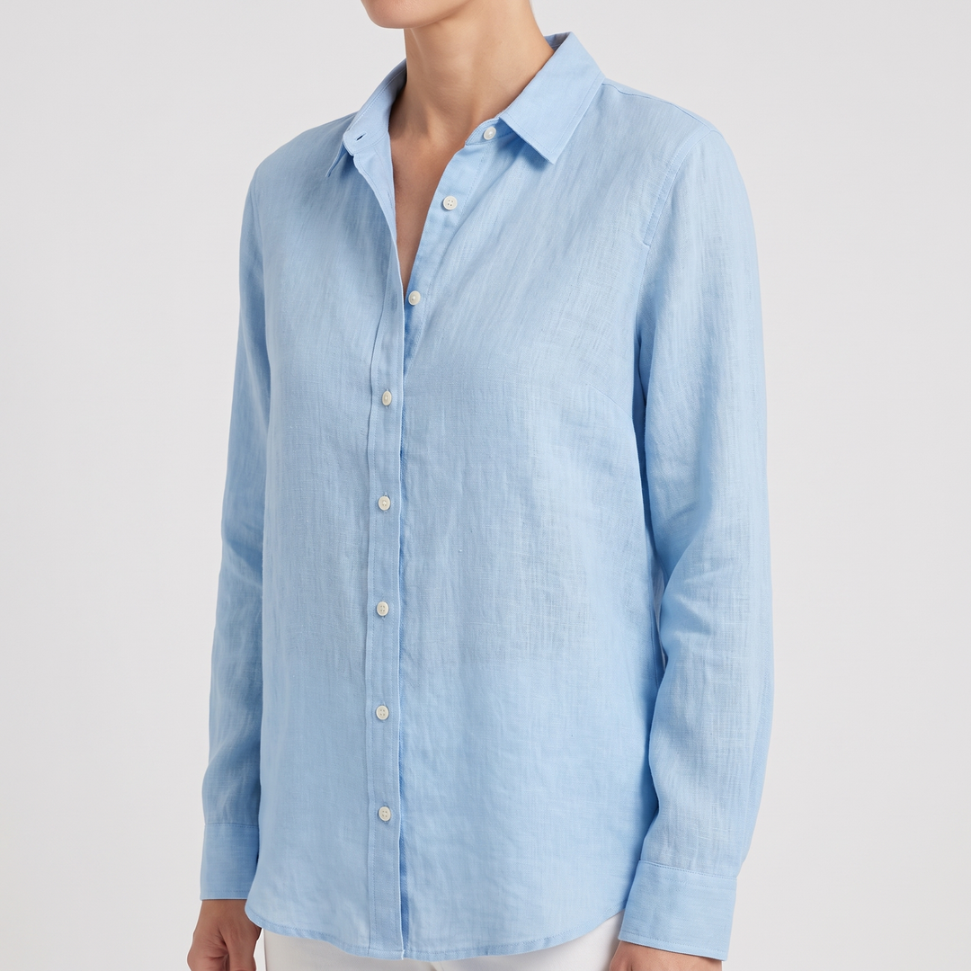 Women's Relaxed Linen Blend Shirt with Button-Down Front 1