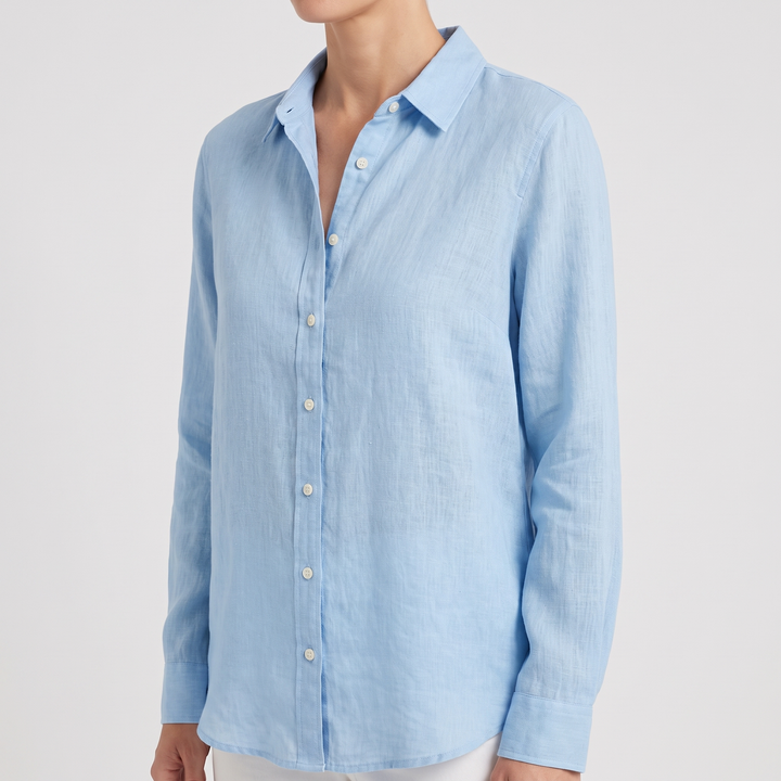 Women's Relaxed Linen Blend Shirt with Button-Down Front 1
