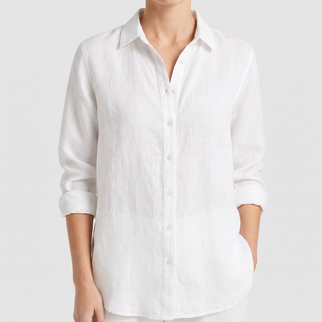 Women's Relaxed Linen Blend Shirt with Button-Down Front 3
