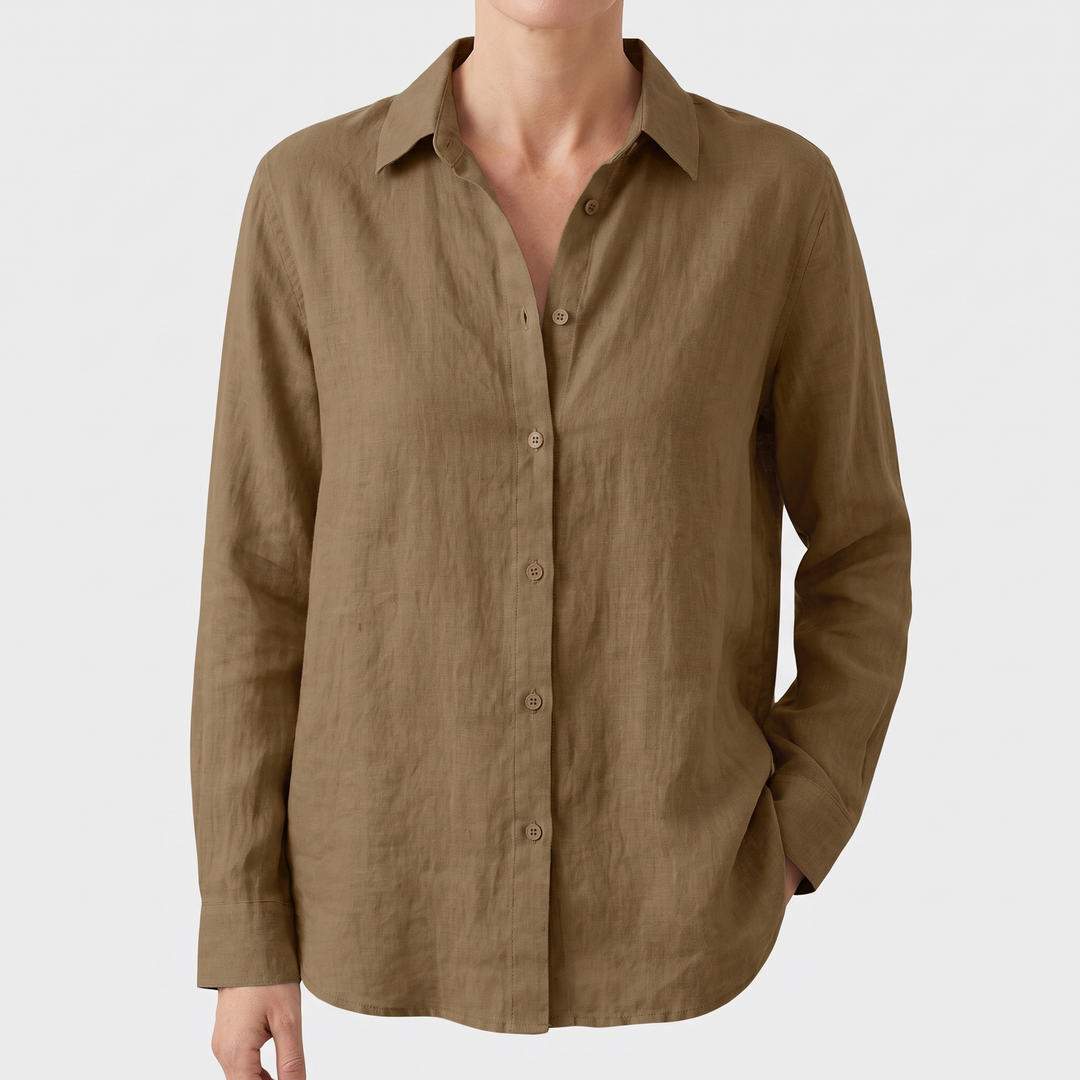 Women's Relaxed Linen Blend Shirt with Button-Down Front 4