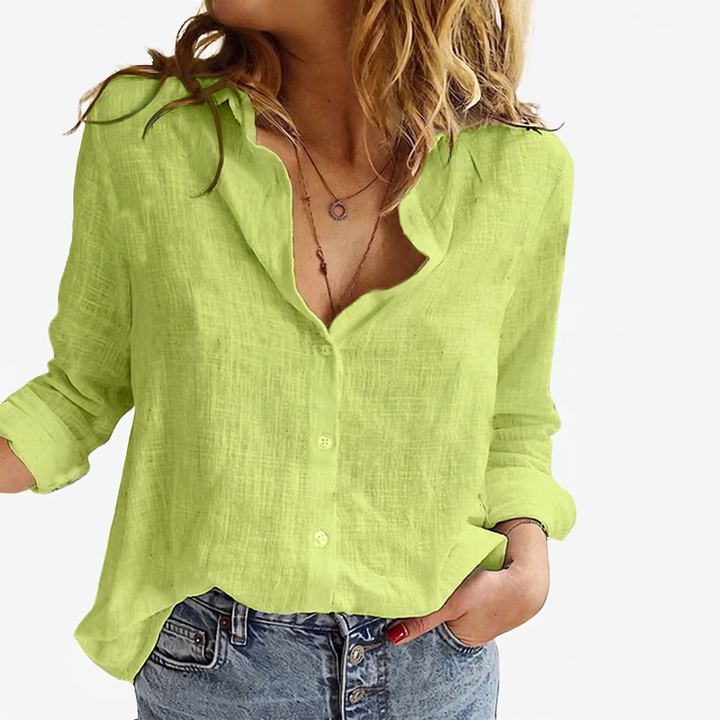 Women's Relaxed Linen Blend Shirt with Button-Down Front 5
