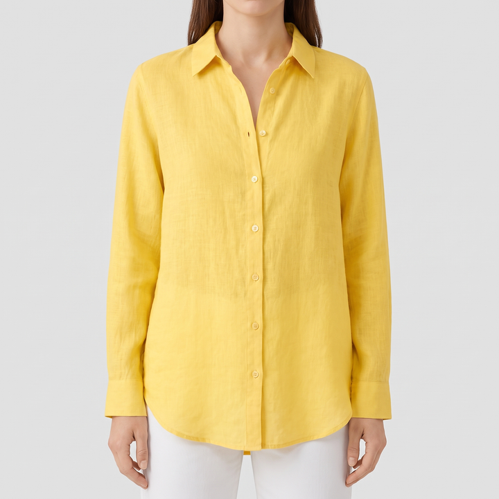 Women's Relaxed Linen Blend Shirt with Button-Down Front 6