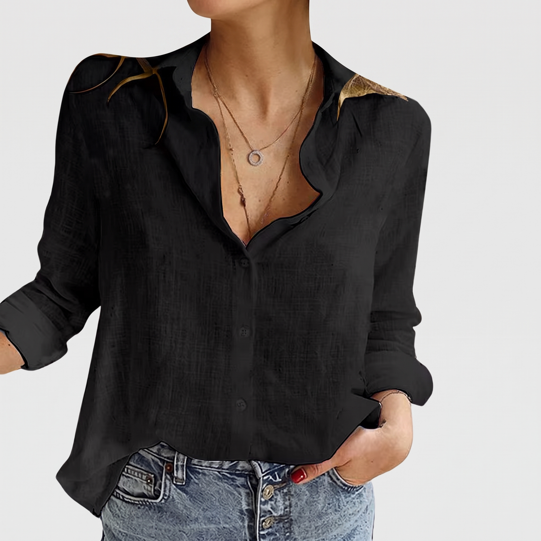 Women's Relaxed Linen Blend Shirt with Button-Down Front 7