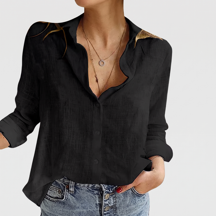 Women's Relaxed Linen Blend Shirt with Button-Down Front 7