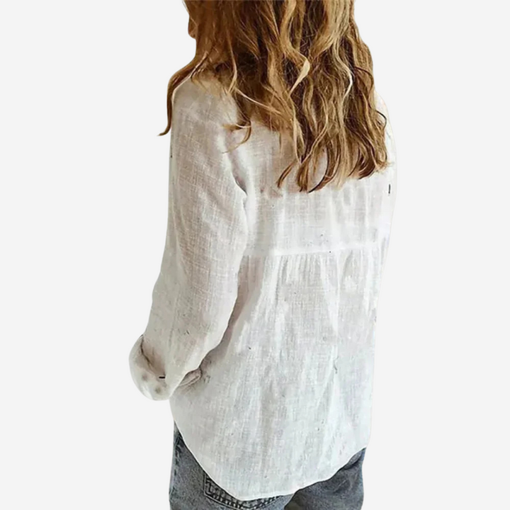 Women's Relaxed Linen Blend Shirt with Button-Down Front 8