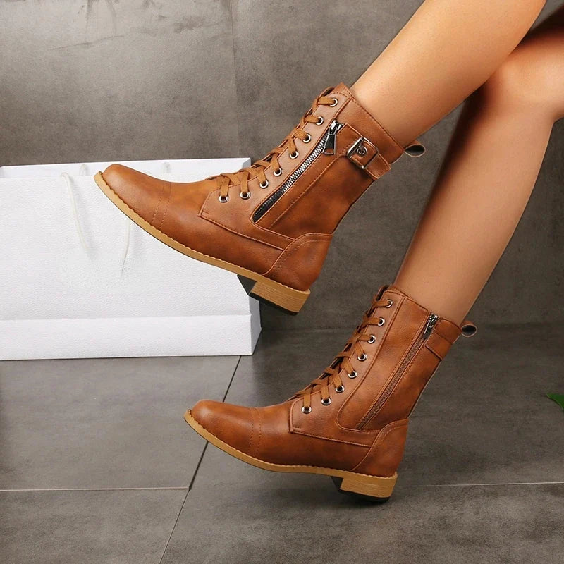 Women's Rugged Leather Boots for Everyday with Durable Sole 1