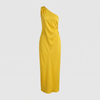 Women's Satin Maxi Dress for Evenings with One Shoulder