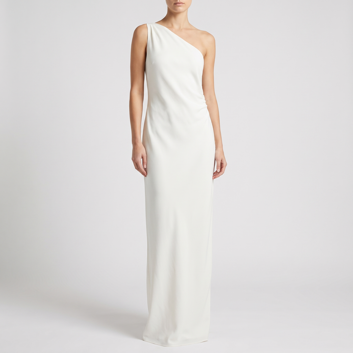 Women's Satin Maxi Dress for Evenings with One Shoulder 2