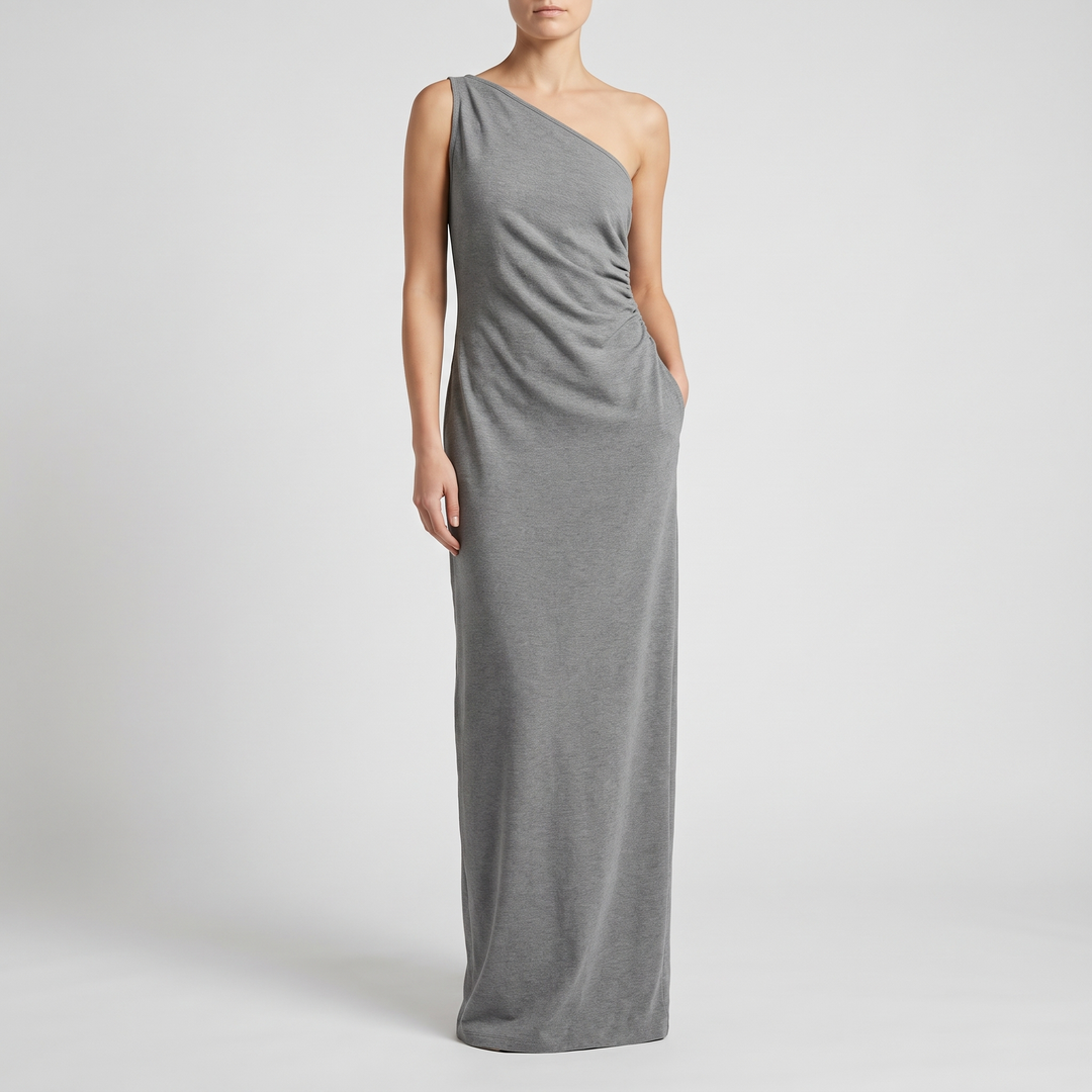 Women's Satin Maxi Dress for Evenings with One Shoulder 3
