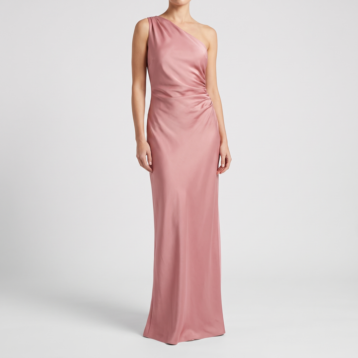 Women's Satin Maxi Dress for Evenings with One Shoulder 5