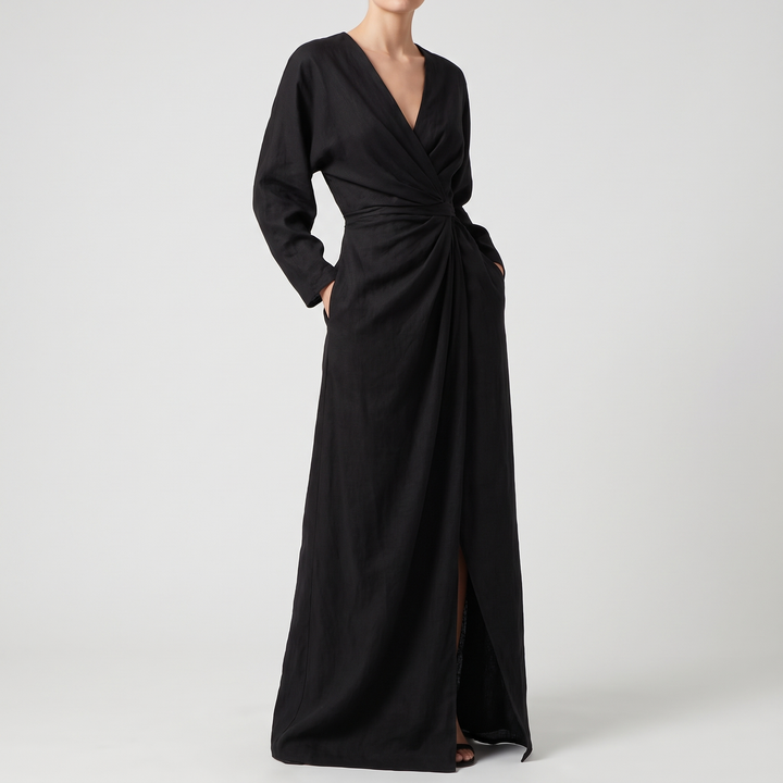 Women's Sculpted Wrap Waist Maxi Dress for Events with Slit 6