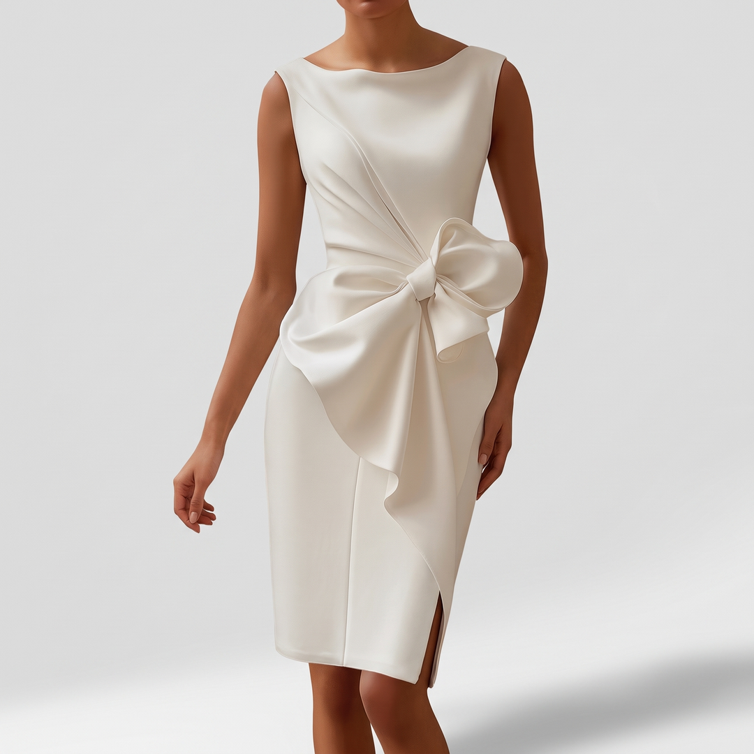 Women's Sleeveless Dress for Weddings with Oversized Bow 1