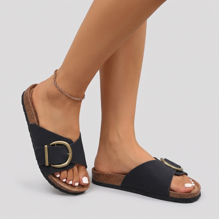 Women's Soft Suede Sandals with Brass Buckle 2