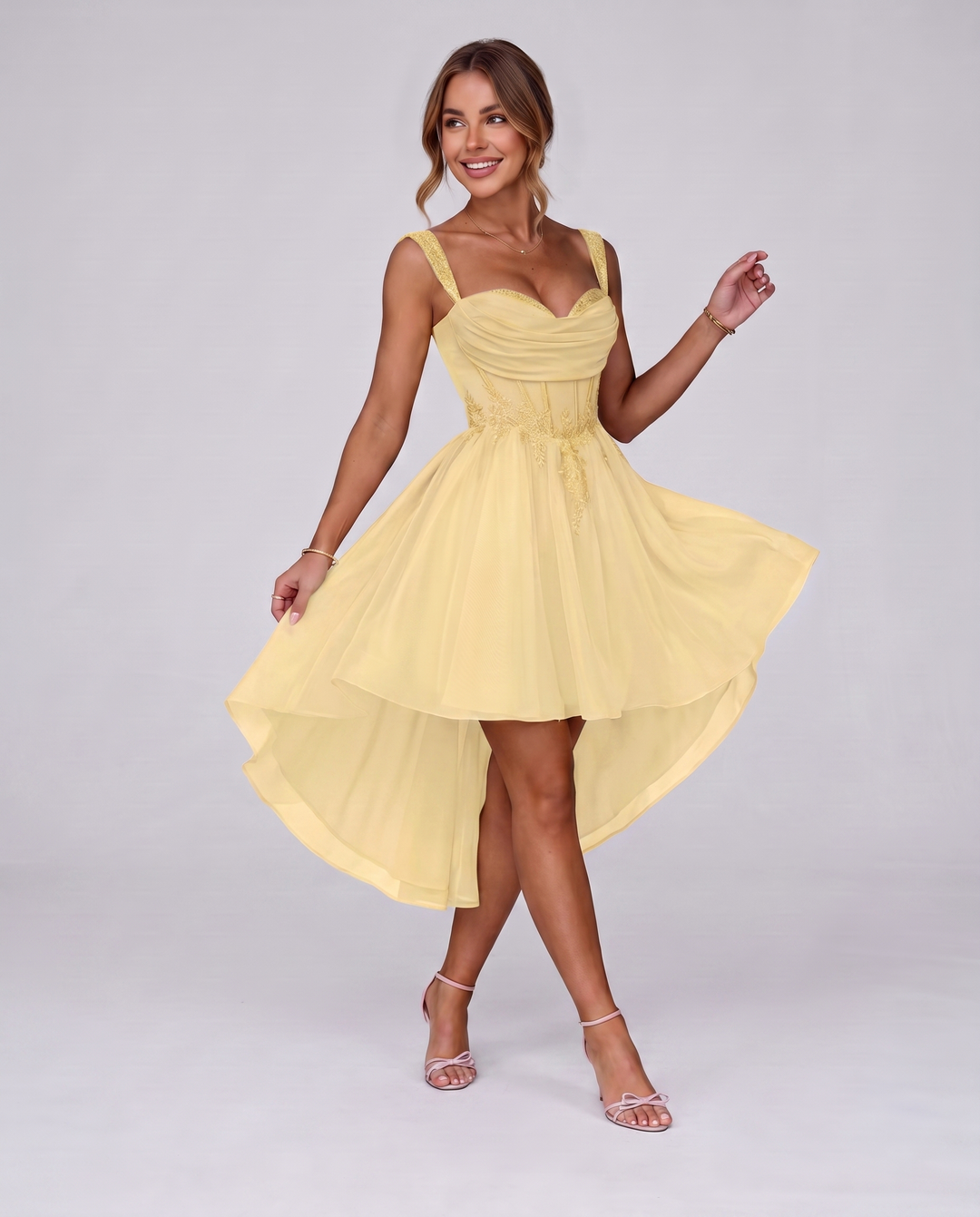 Women's Tulle Midi Dress with Fit and Flare Skirt 103