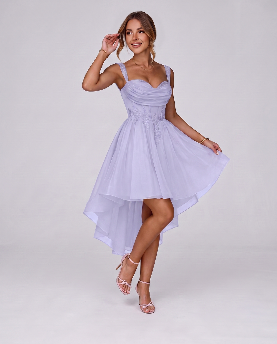 Women's Tulle Midi Dress with Fit and Flare Skirt 108